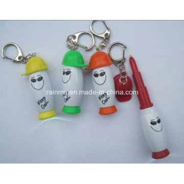 Plastic Smile Cap Telescopic Ball Pen with Light